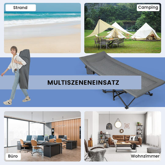 Costway Foldable Metallic Beach Sunbed Gray with Pillow
