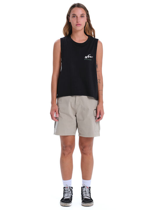 Women's Crop Top Cotton Sleeveless Black