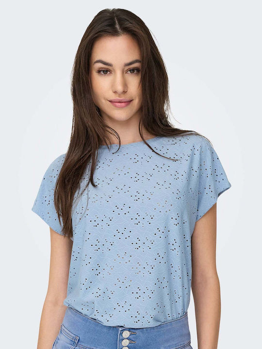 Life Women's Blouse Short Sleeve Light Blue