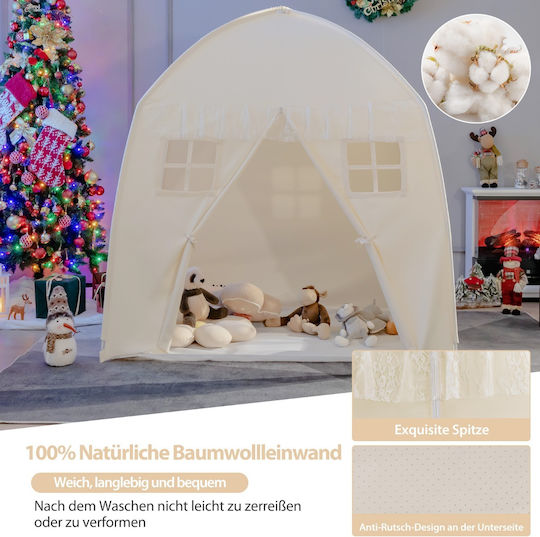 Costway Kinderzelt Kleines Haus Beige