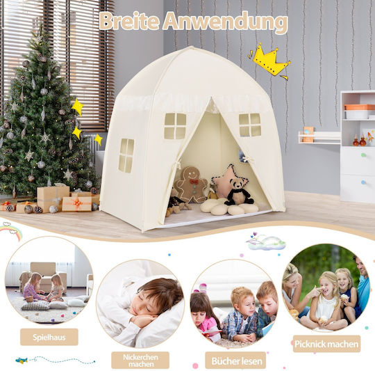 Costway Kinderzelt Kleines Haus Beige