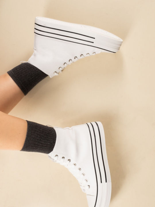 Adidași Flatforms Tip Botine Pentru Femei Albi