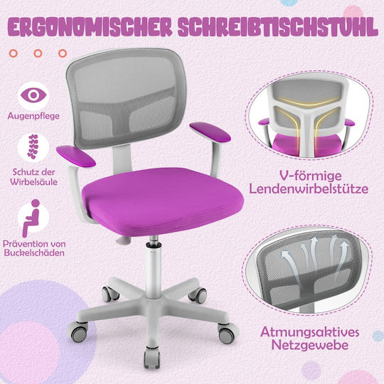 Costway Kinderstühle Büro Lila 54x50x80-91.5cm