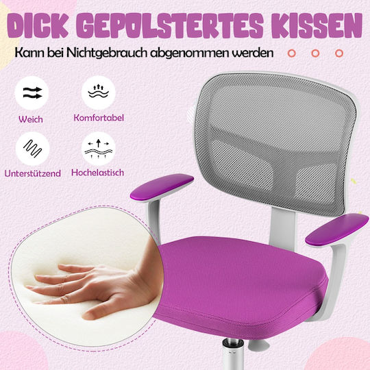 Costway Kinderstühle Büro Lila 54x50x80-91.5cm