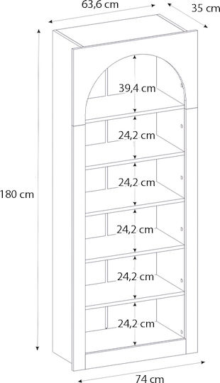 Bibliothek Voila Weiß 74x35x180cm