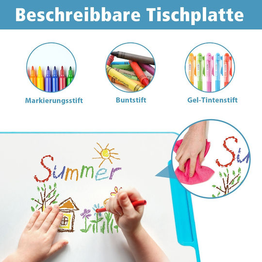 Kinder Schreibtisch aus Melamin Weiß 70,5x52x52-79cm