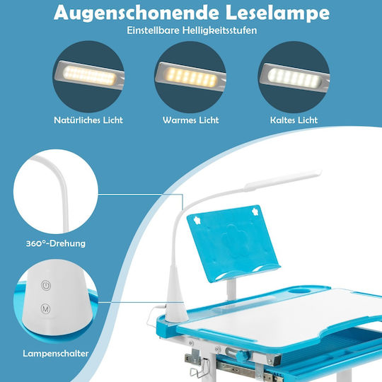 Kinder Schreibtisch aus Melamin Weiß 70,5x52x52-79cm
