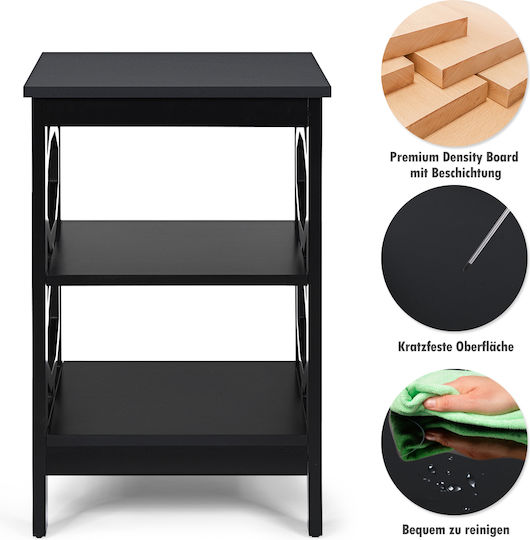 Wooden Black Bedside Tables 2 Pieces 40x40x61cm