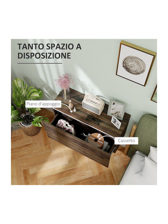 Wooden Bedside Table Brown 80x30x45cm