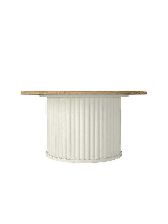 Στρογγυλό Κεντρικό Τραπεζάκι Bohema Ξύλινο Ivory - Sepet Oak Μ85xΠ85xΥ43.2εκ.
