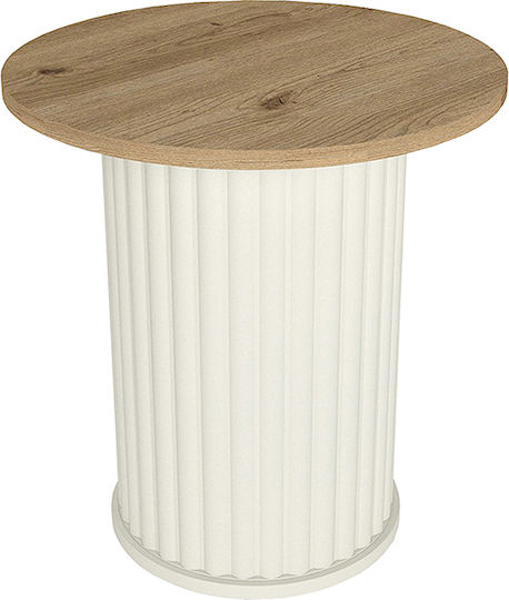 Кръгла Странична Маса Bohema Дървена Екрю - Sepet Oak Ш50xД50xВ53.2см