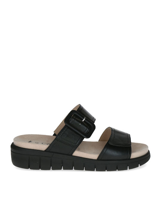 Leather Women's Flat Sandals Anatomic in Black Color
