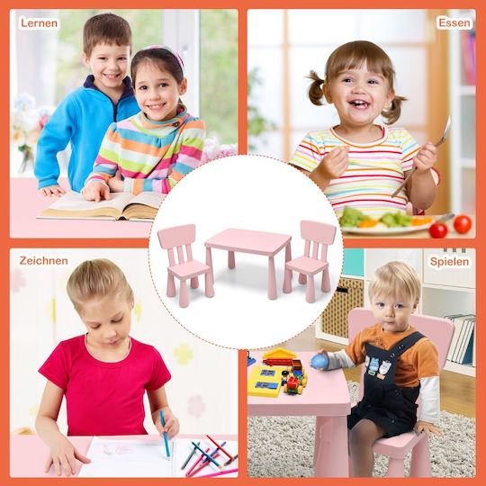 Kinder Tischset mit Stühlen zum Malen Rosa Costway