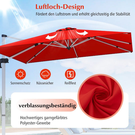 Garten & Terrassen Sonnenschirm Bodenständer Quadratisch Aluminium Rosa mit Ständer 3x3m NP11584CS