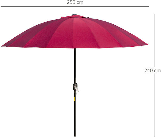 Runder Metall-Garten- und Terrassen-Sonnenschirm Rot F2.5xY2.4m