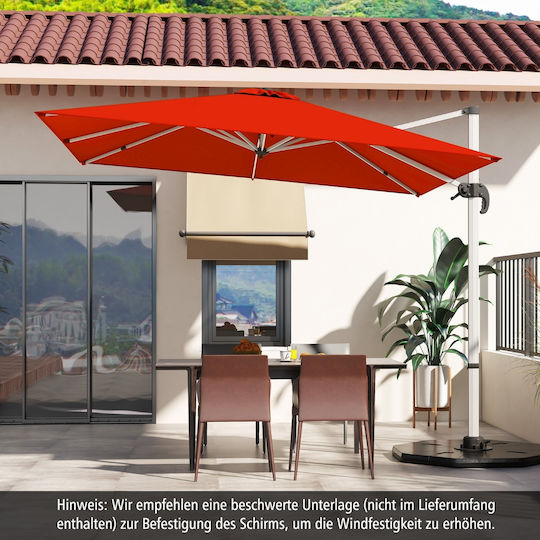 Garten & Terrassen Sonnenschirm Bodenständer Quadratisch Aluminium Rosa mit Ständer 3x3m NP11584CS