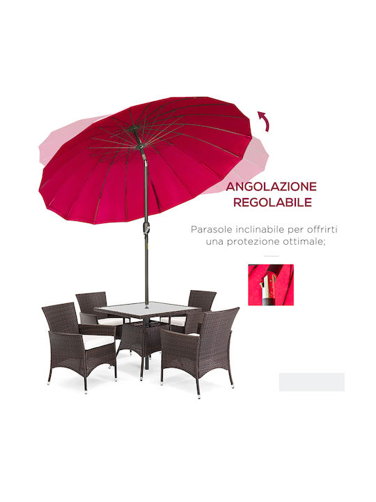 Umbrelă Rotundă Metalică Roșie cu Bază de Susținere Φ2.5m