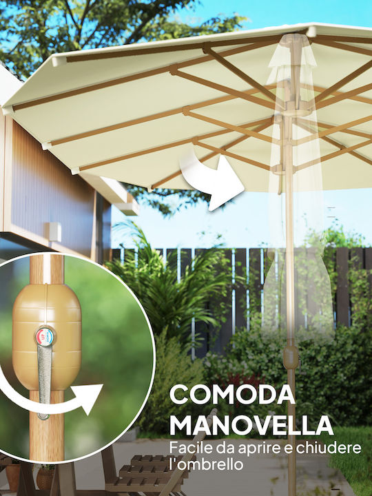 Umbrelă Rotundă Metalică Bej 4.55x2.65m