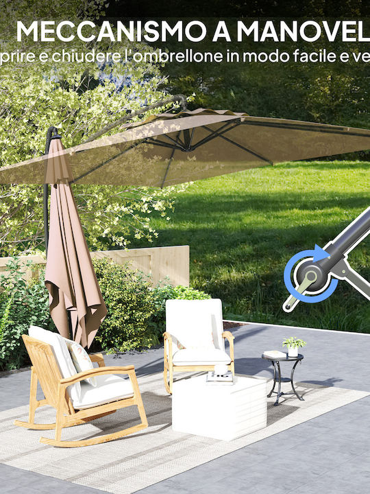 Quadratischer Metallischer Khaki Garten- und Terrassen-Sonnenschirm 3x3m