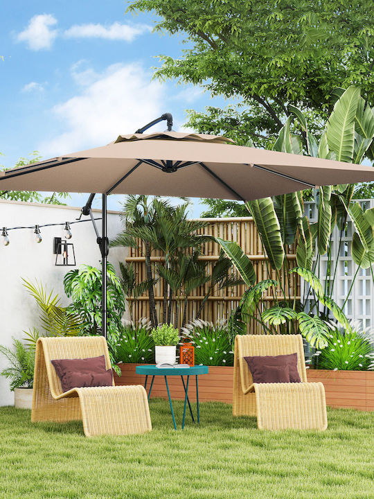 Quadratischer Metallischer Khaki Garten- und Terrassen-Sonnenschirm 3x3m