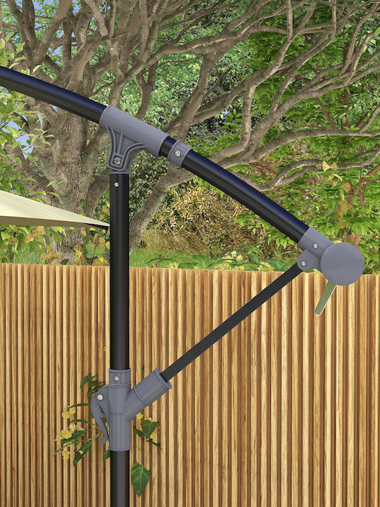 Quadratischer Metallischer Beiger 2.94x1.93m Garten- und Terrassen-Sonnenschirm