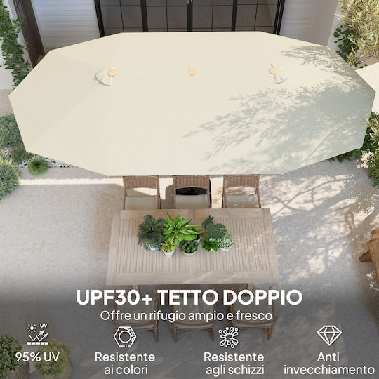 Ομπρέλα Στρογγυλή Μεταλλική Μπεζ Φ4.55xΥ2.38m