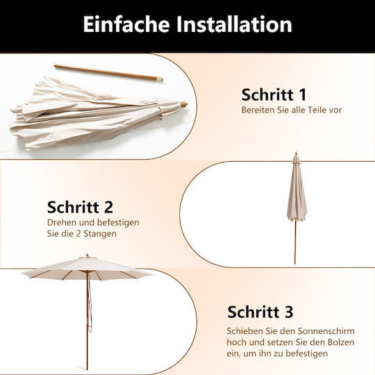 Garten- und Terrassen-Sonnenschirm Holz Beigefarbene