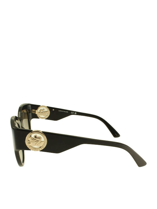 Longchamp Women's Sunglasses with Black Plastic Frame and Brown Gradient Lens LO740S 001