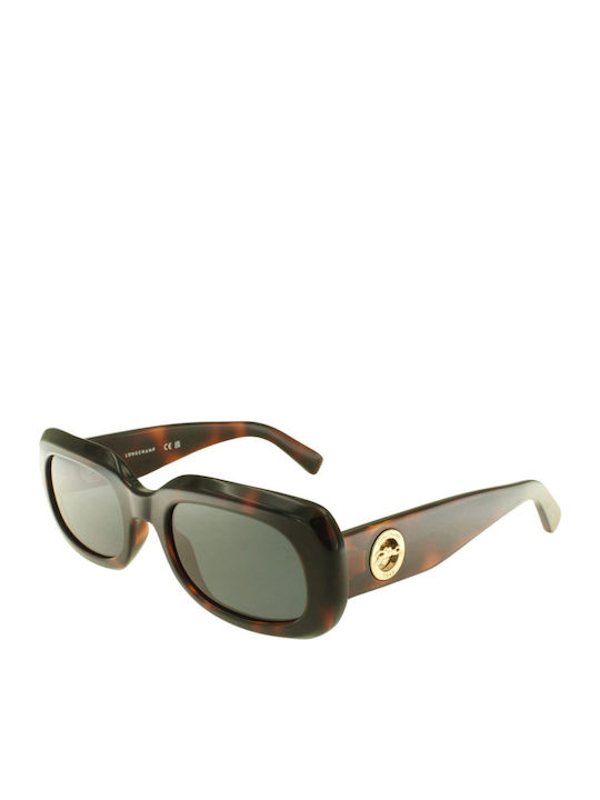 Longchamp Women's Sunglasses with Brown Tartaruga Plastic Frame and Blue Lens LO716S 230