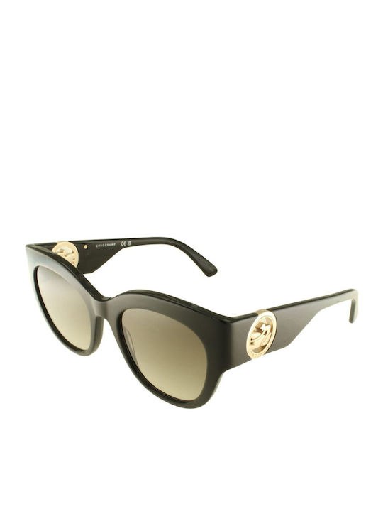 Longchamp Women's Sunglasses with Black Plastic Frame and Brown Gradient Lens LO740S 001