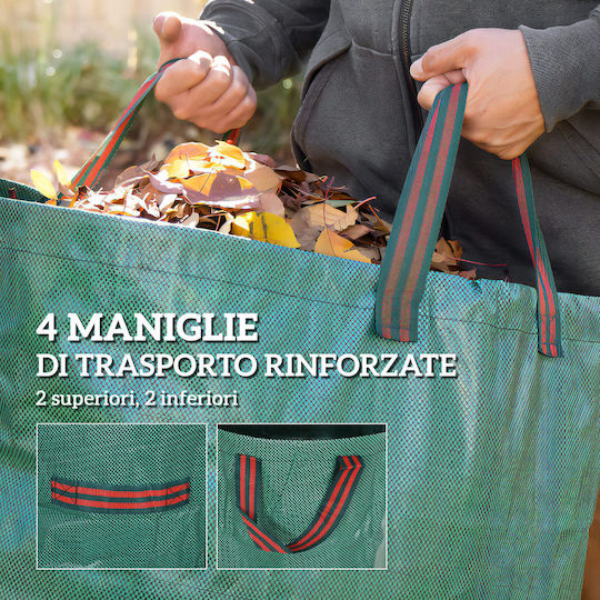 Outsunny Set of 3 Garden Waste Bags 272L with Handles Foldable Reusable Ø67x76 cm Green 84h-354v01gn