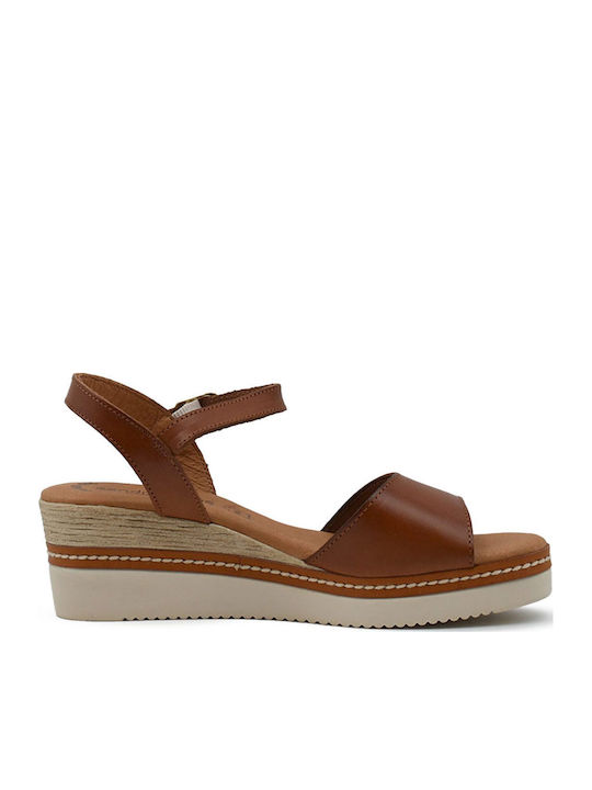 Women's Leather Platform Shoes Brown