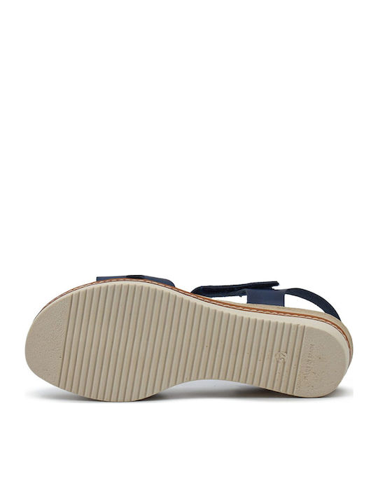 Women's Leather Platform Shoes Blue