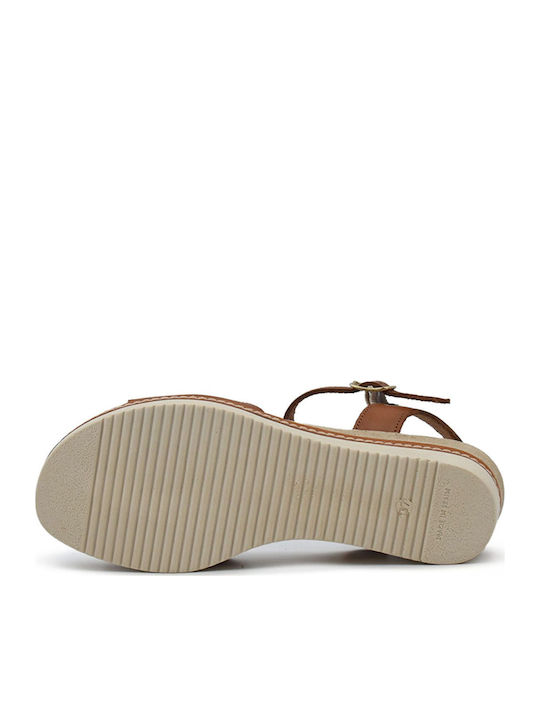 Women's Leather Platform Shoes Brown