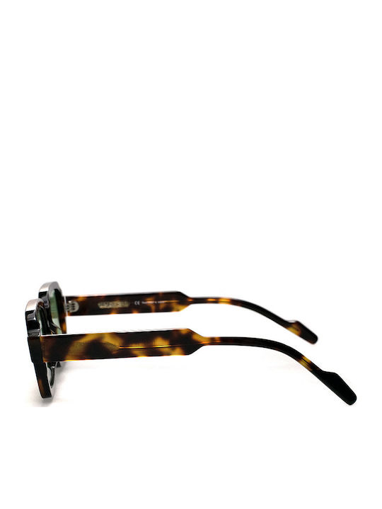 Tipi Diversi Unisex Sonnenbrille mit Braun Schildkröte Kunststoff Gestell und Grün Linse TDS2037 C02