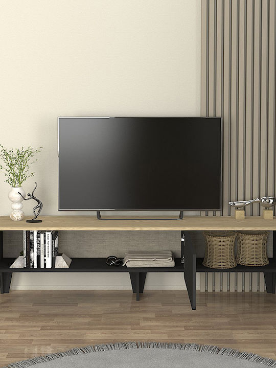 TV-Ständer Pedro Anthrazit - Rota Eiche M180xT35xH50.7cm