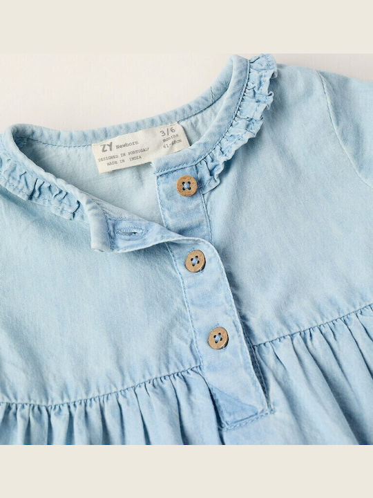 Kinderkleid Denim Set mit Unterhose Light Blue
