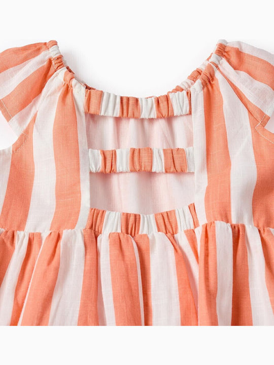 Kinderkleid Gestreift White Orange