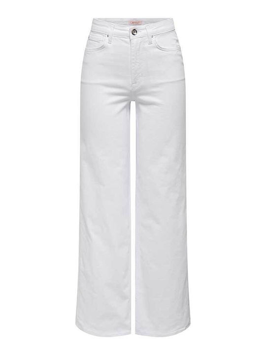 Blush Ψηλόμεσο Γυναικείο Jean Παντελόνι σε Wide Γραμμή White