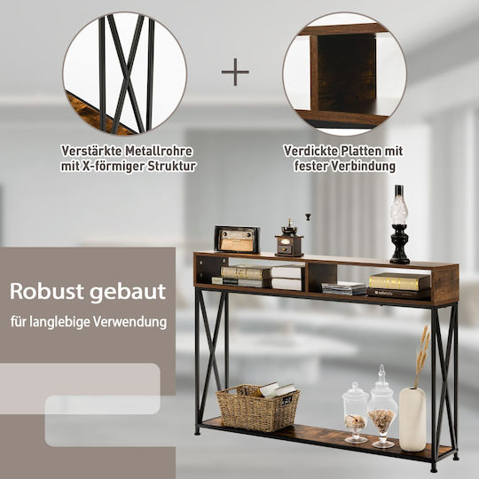 Console Table Wood & Metal Brown L120xW23xH79cm
