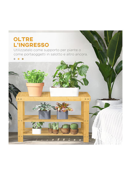 Bamboo Shoe Organizer Beige 70x28x45cm