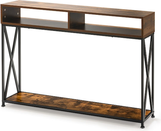 Console Table Wood & Metal Brown L120xW23xH79cm