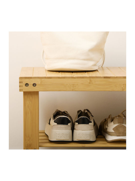 Bamboo Shoe Organizer Beige 70x28x45cm