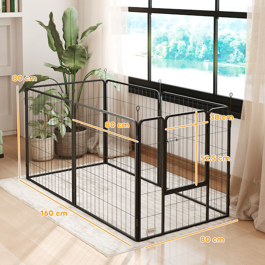 Pawhut Foldable Dog Park With 6 Panels 90x90x80cm Black