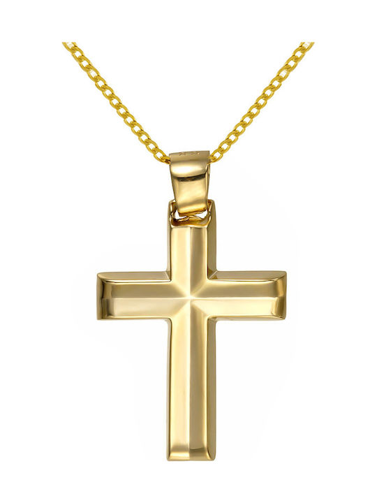 Papoulidis Jewellery Ανδρικός Χρυσός Σταυρός 14Κ Διπλής Όψης χωρίς Αλυσίδα