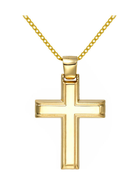 Papoulidis Jewellery Ανδρικός Χρυσός Σταυρός 14Κ Διπλής Όψης χωρίς Αλυσίδα