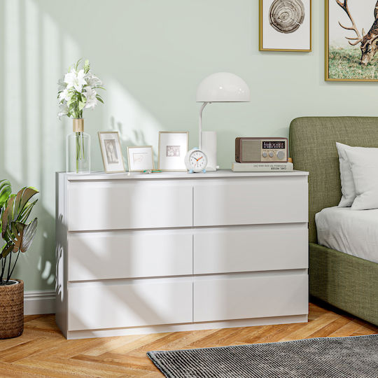 Συρταριέρα Κρεβατοκάμαρας mit 6 Schubladen White 120x39x75cm