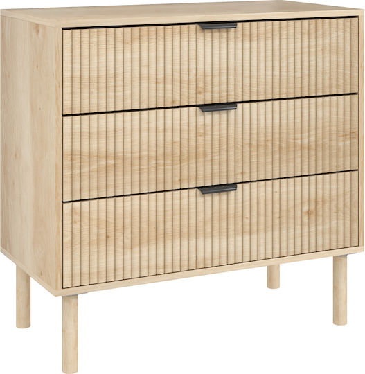 Wooden Chest of Drawers with 3 Drawers Oaks 80x40x77.5cm