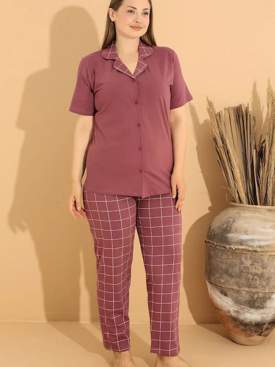 Boyraz Set Pijamale pentru Femei Terracotta