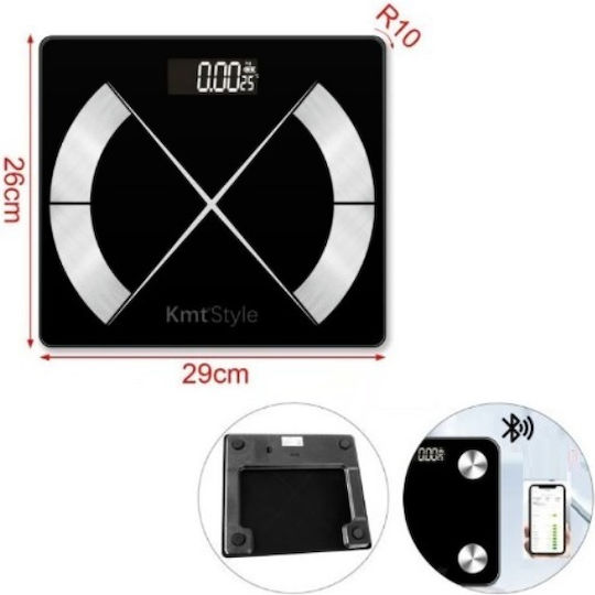 Wiederaufladbare Smart Badezimmerwaage 180kg mit Bluetooth Schwarze